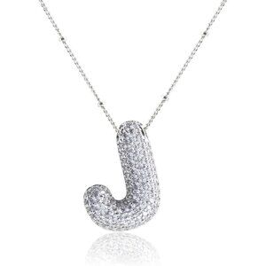 Dainty 18k Gold Plated Cubic Zirconia Alphabet Necklace for Personalized Charm